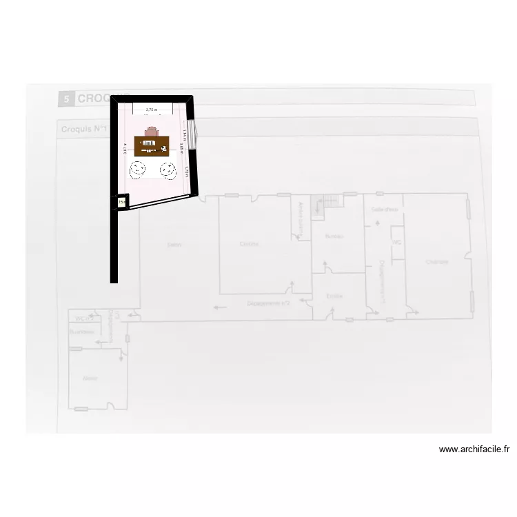 Longère version 1. Plan de 2 et 11 m² Longère version 1. Plan de 2 et 11 m²