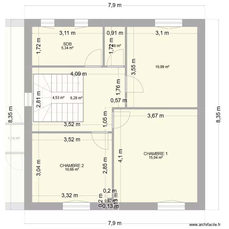 Plan maison avec modification bis (proposition Aymeric et Chlo&eacute;). Plan de 