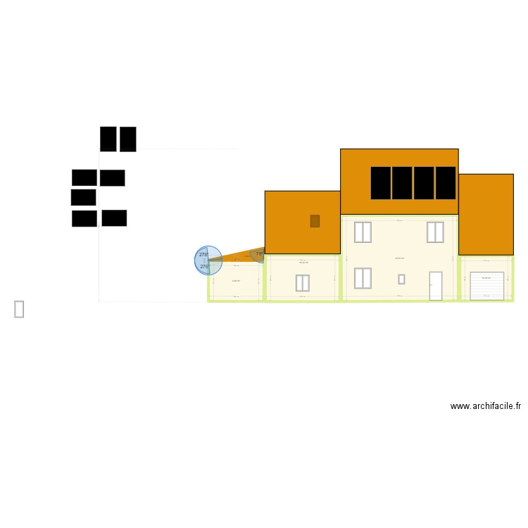 ex avec panneaux. Plan de 5 pièces et 83 m2
