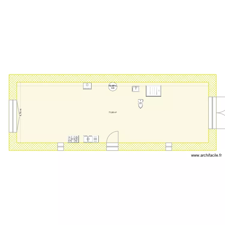 palettier. Plan de 1  et 72 m²