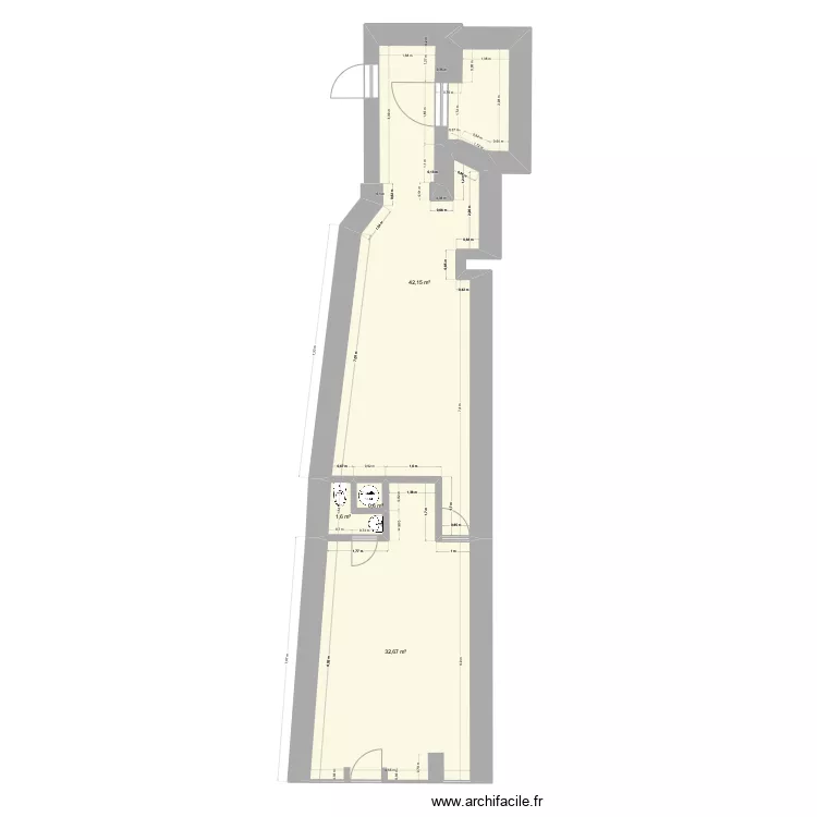 Local commercial actuel. Plan de 