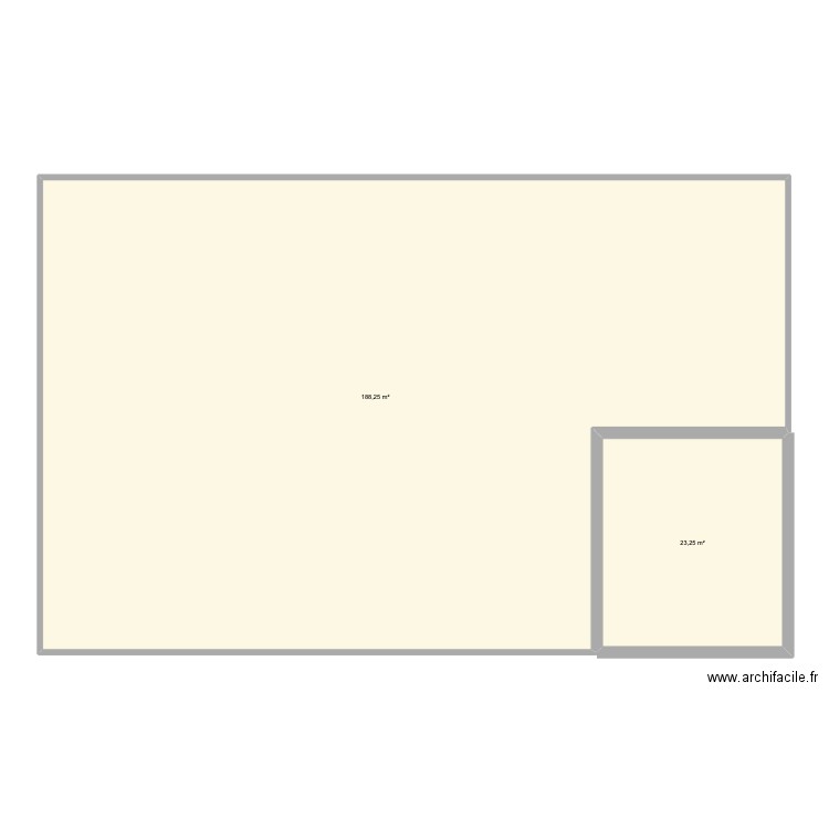 HANGAR. Plan de 2 pièces et 211 m2