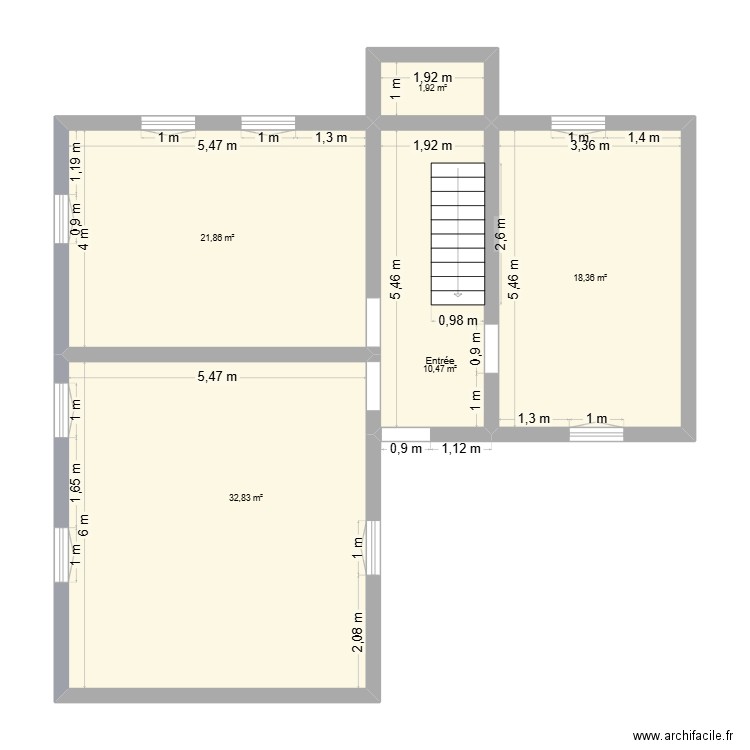 plan cote. Plan de 5 pièces et 85 m2