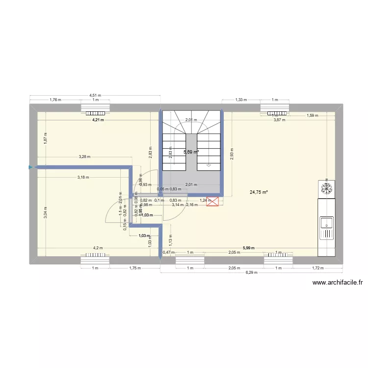 1etage Riec cuisine. Plan de 