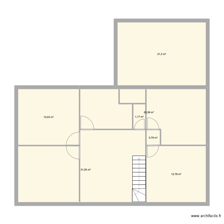 ETAGE MAISON. Plan de 7 pièces et 101 m2