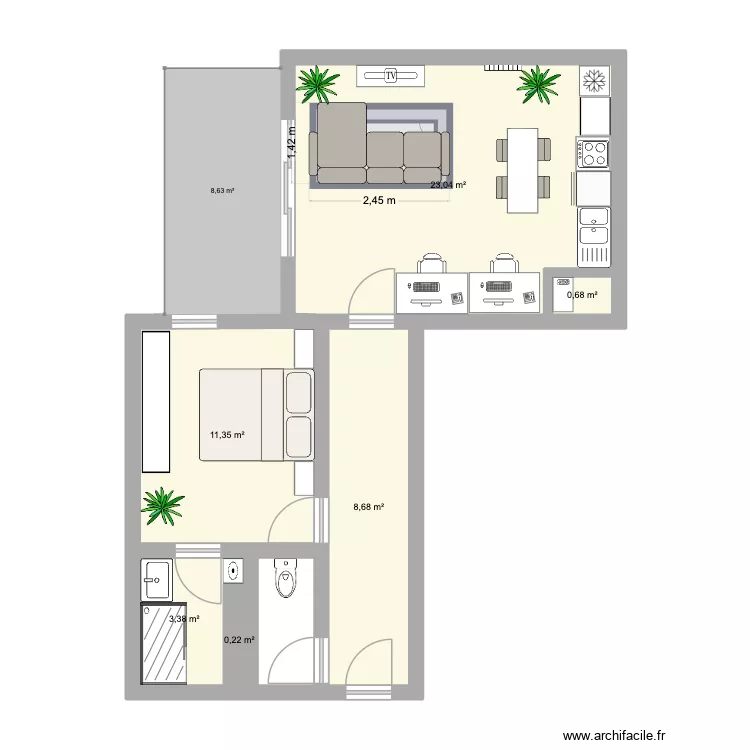 Appart. Plan de 6 Pièces et 47 m² Appart. Plan de 6 Pièces et 47 m²