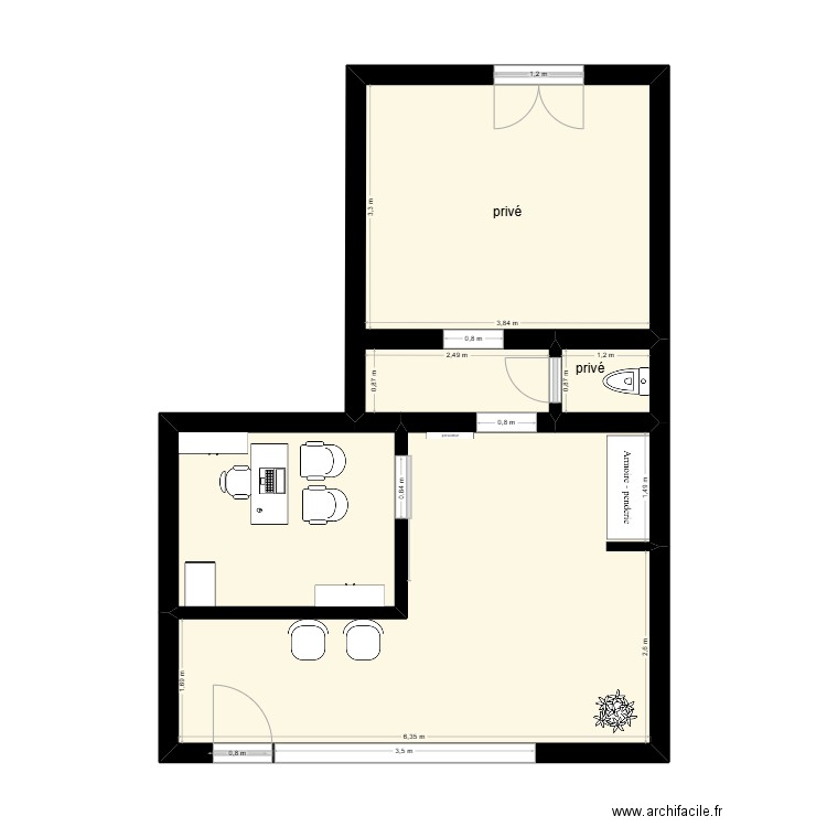 move & diet. Plan de 4 pièces et 42 m2