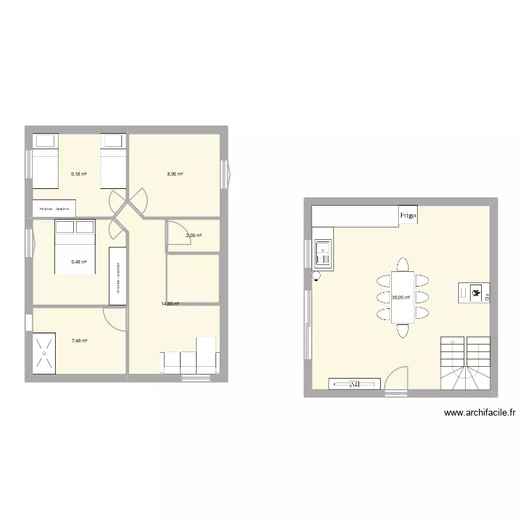maison ambierle. Plan de 7  et 91 m²