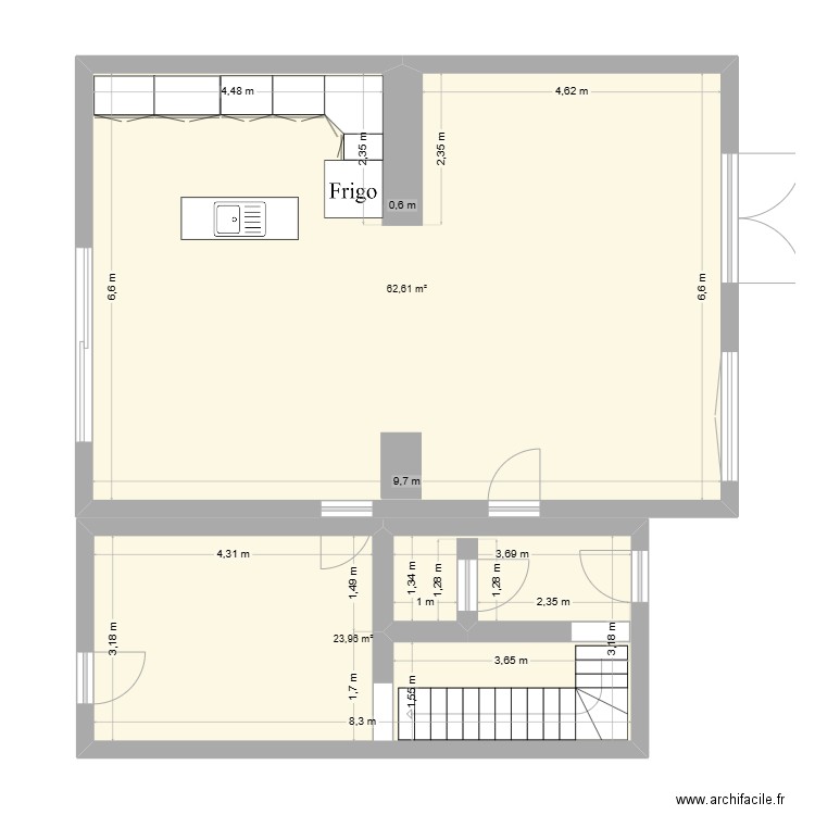 maison chauffage. Plan de 2 pièces et 87 m2