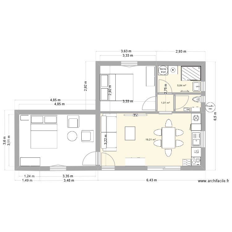 mouries#2. Plan de 3 pièces et 26 m2