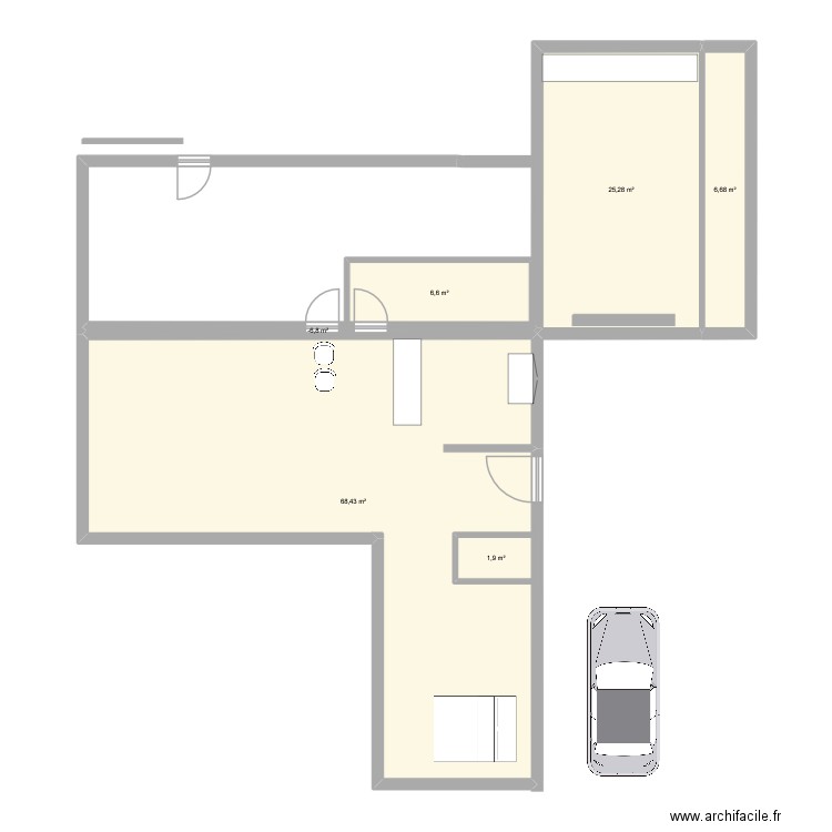 doudou 3 bis. Plan de 6 pièces et 112 m2
