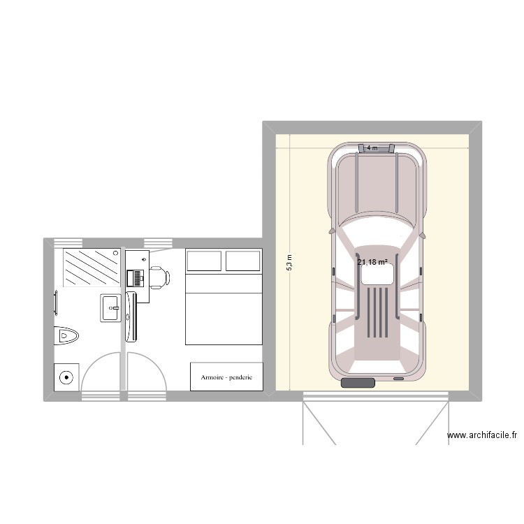 GARAGE 2. Plan de 1 pièce et 21 m2