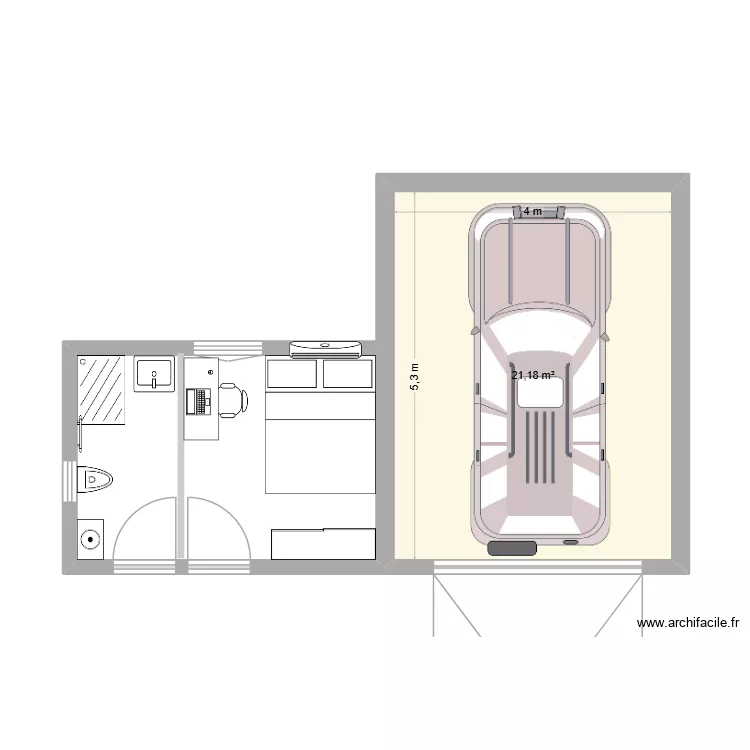 GARAGE 2. Plan de 1 pièce et 21 m²