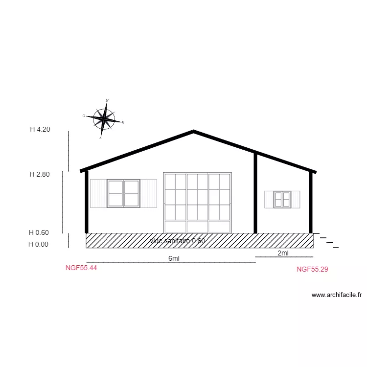 facade NORD chalet 59. Plan de facade NORD chalet 59. Plan de