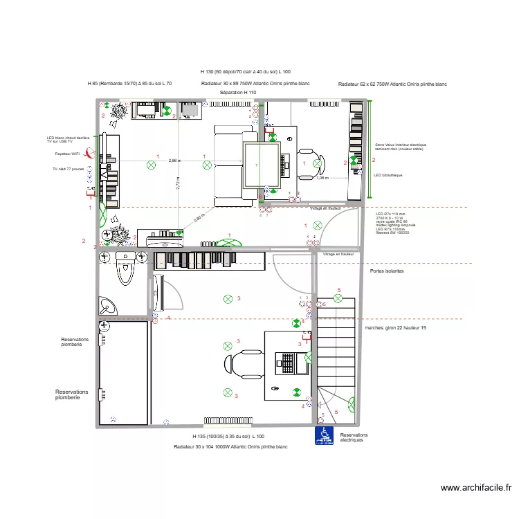 Salon et bureau avec porte/TV à gauche. Plan de 4 et 37 m² Salon et bureau avec porte/TV à gauche. Plan de 4 et 37 m²