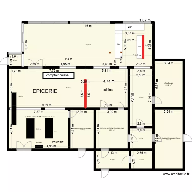 plan restaurant final. Plan de 12 pièces et 317 m²