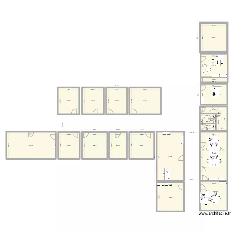 Bureau de 5 V02. Plan de 19  et 318 m²