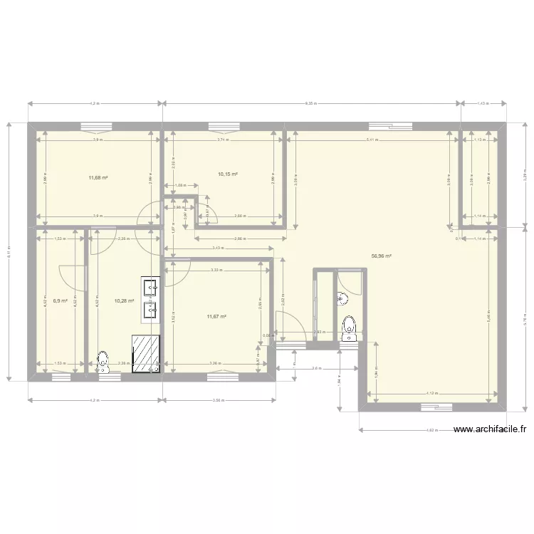 le grand. Plan de 6  et 108 m²