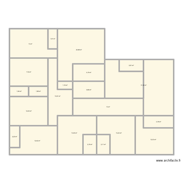 R+1 SAUJON. Plan de 22 pièces et 197 m2