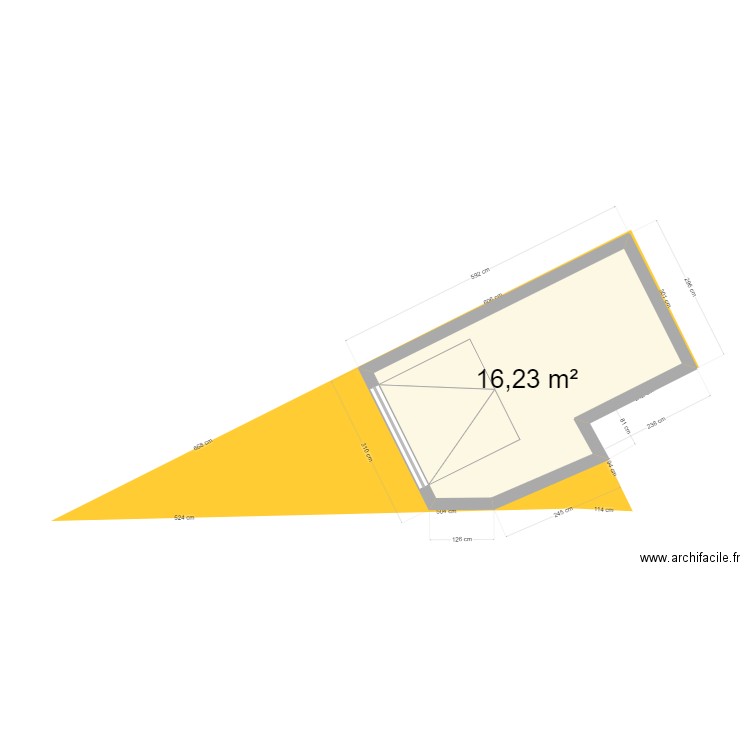 Plan 3. Plan de 1 pièce et 16 m2