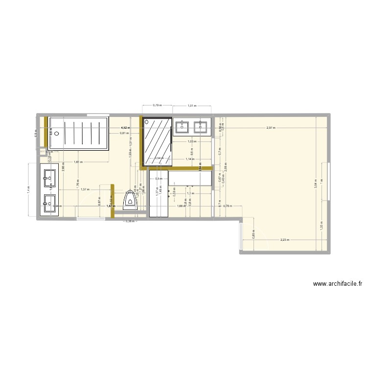 essai 7. Plan de 2 pièces et 22 m2