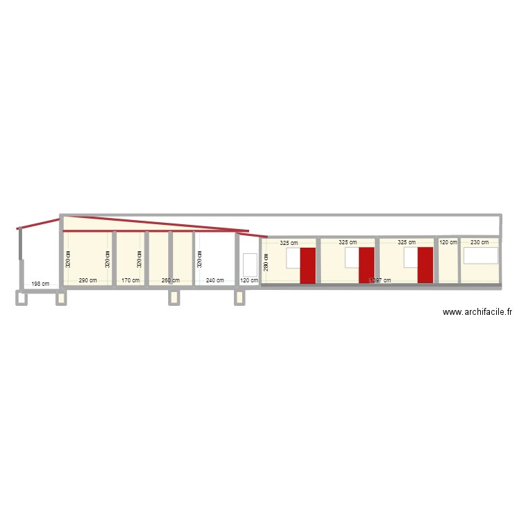 coupe A-A 110825. Plan de 8 pièces et 65 m2