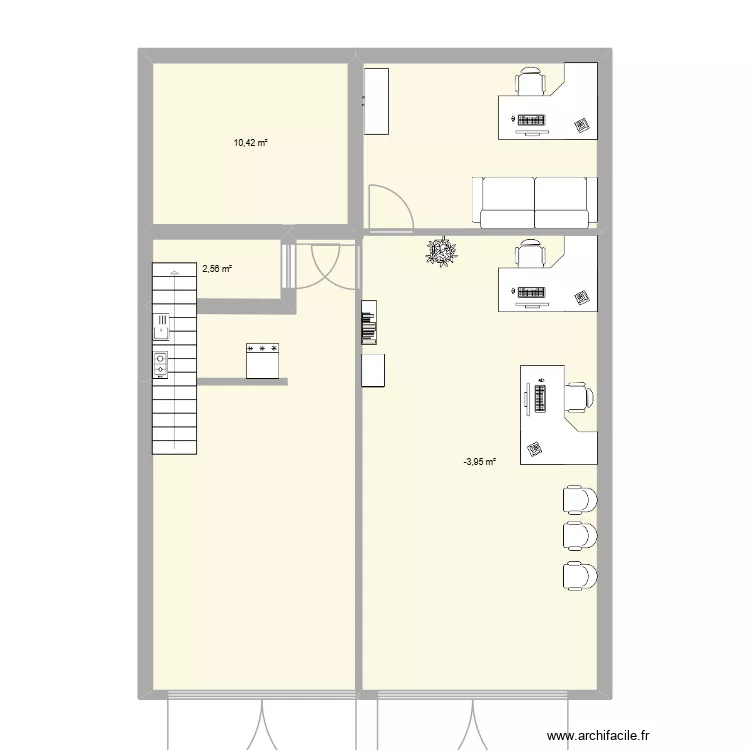local alger. Plan de 3 pièces et 48 m²