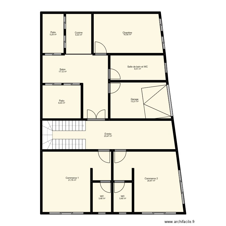 EXO 2. Plan de 12 pièces et 148 m2
