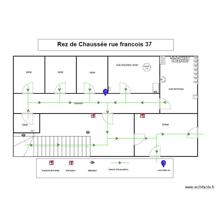 francois 37 rez de chaussee. Plan de 9 pièces et 101 m2