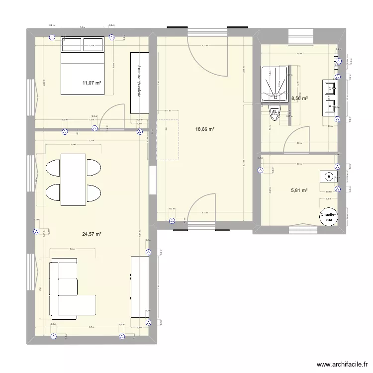Maison. Plan de 5  et 69 m²