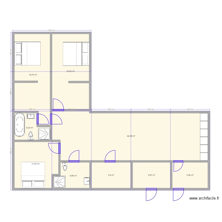 126 8. Plan de 9 pièces et 113 m2