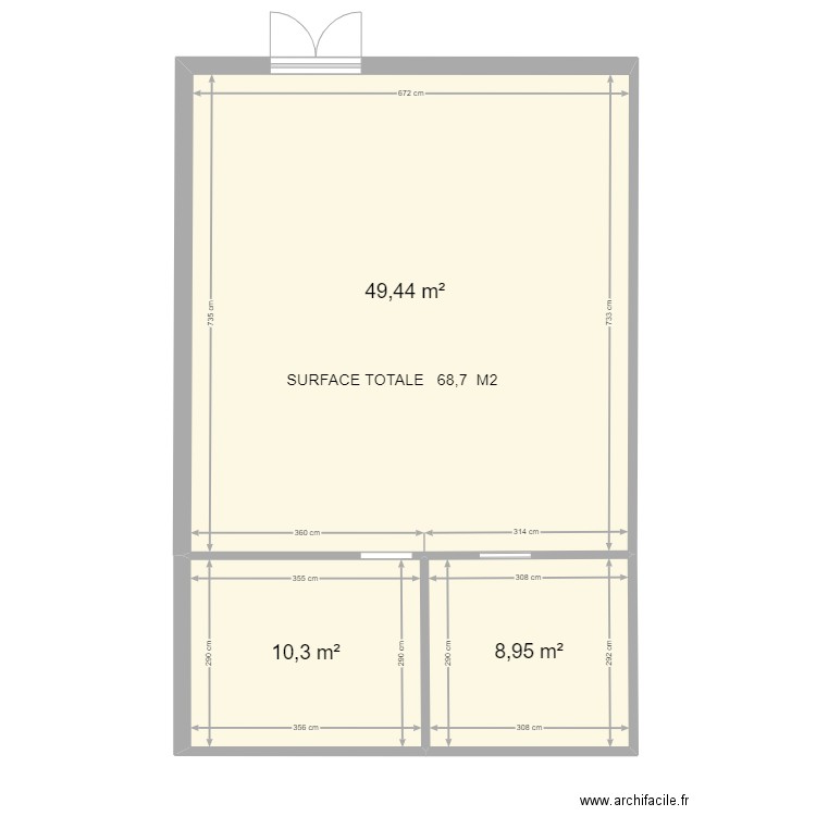 BUREAUX + E?TREPOTS. Plan de 3 pièces et 69 m2