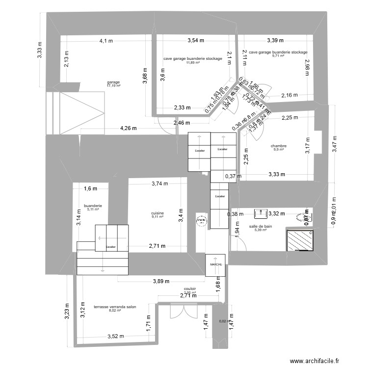 plan maison D après les travaux. Plan de 11 pièces et 80 m2