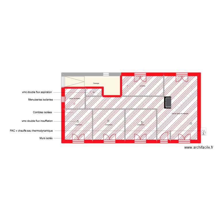 GAUDEMER étape 2. Plan de 8 pièces et 84 m2