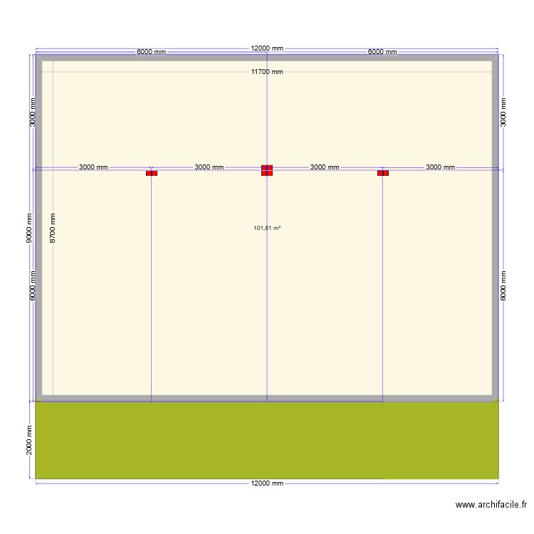 108 пустой. Plan de 2 pièces et 123 m2