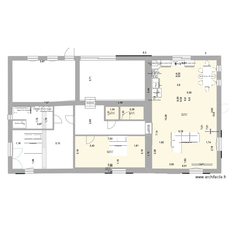 GRANGE PROJET ETAGE. Plan de 6 pièces et 117 m2