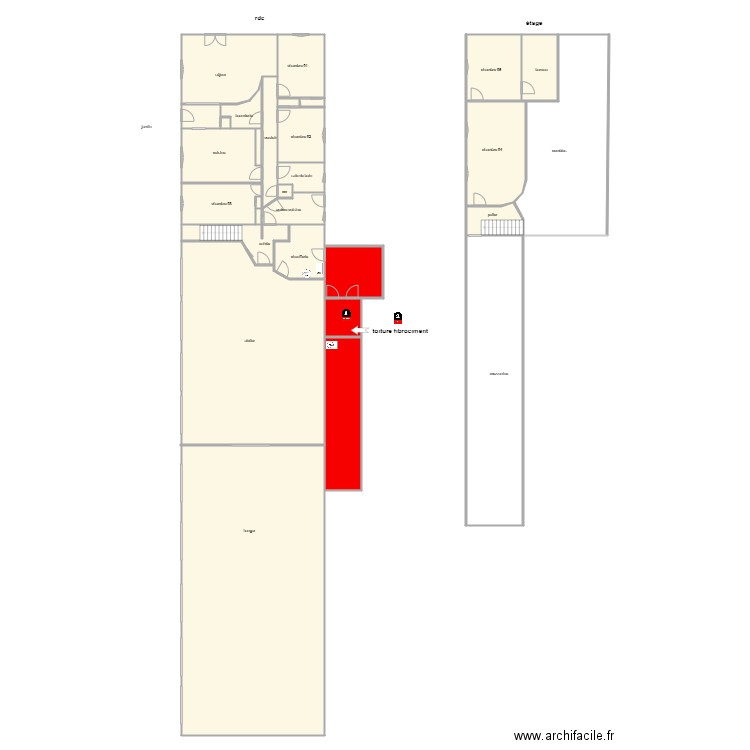 renault am. Plan de 28 pièces et 667 m2