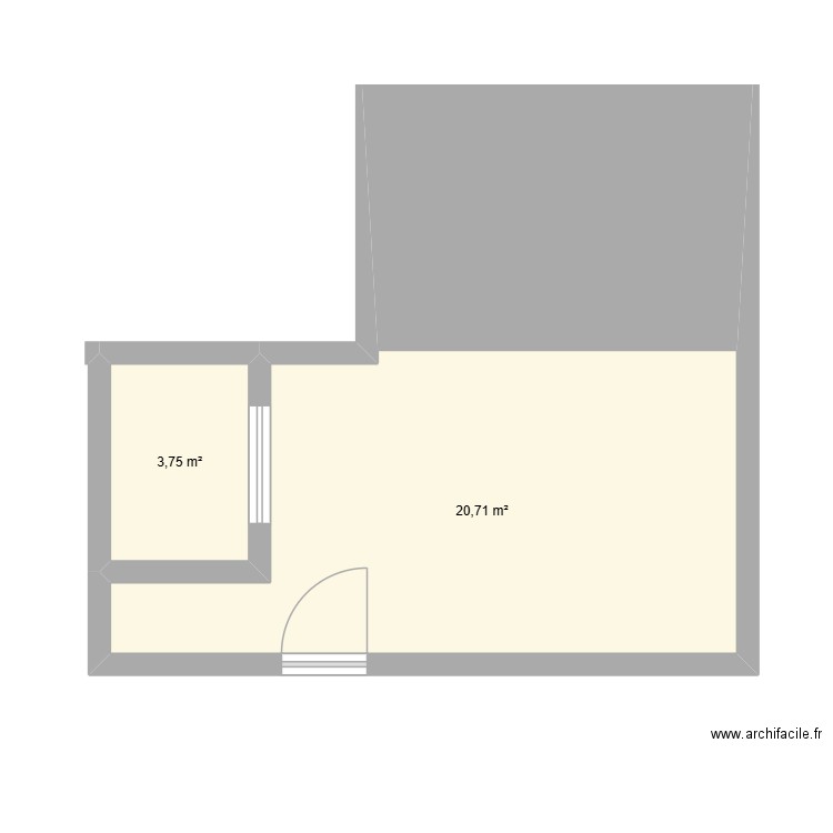 blabla. Plan de 2 pièces et 24 m2