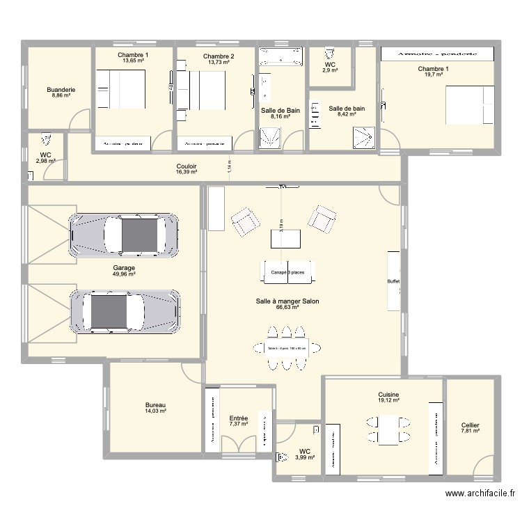 PLAN NATHAN. Plan de 16 pièces et 264 m2
