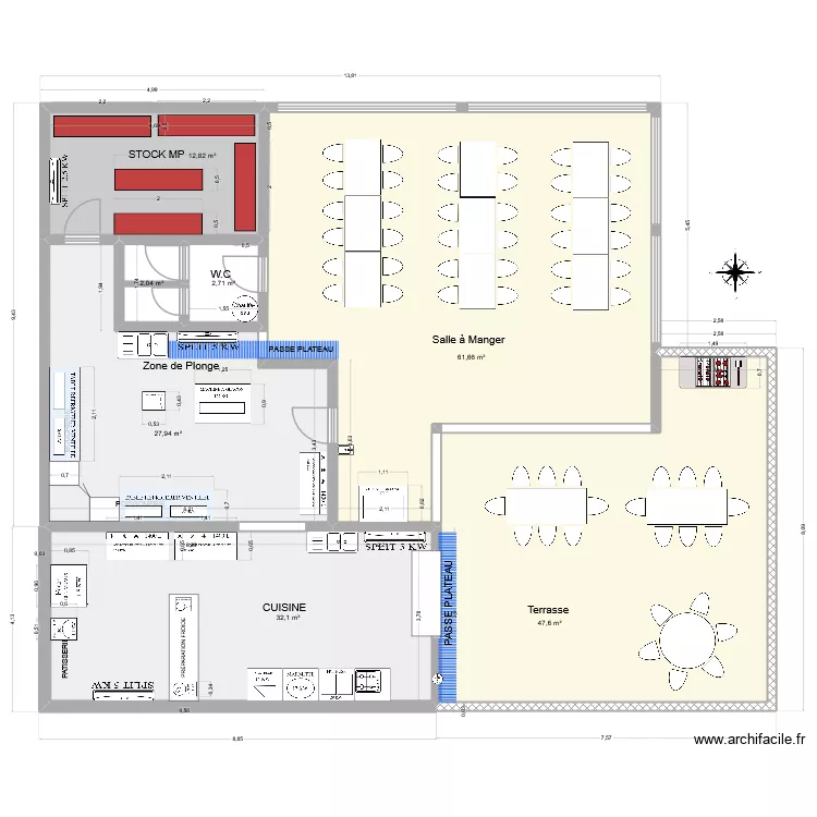 CANTINE EMSP 2. Plan de 7  et 187 m²