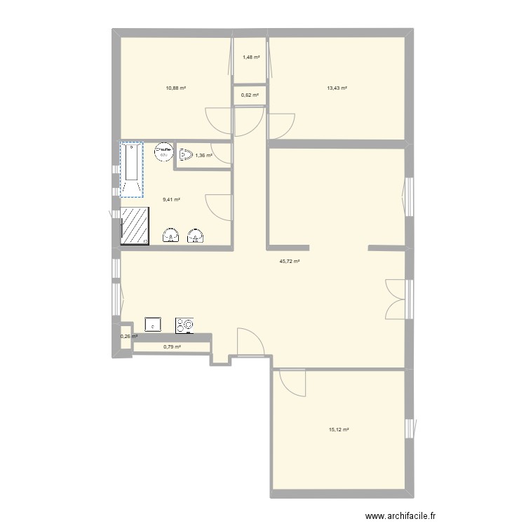 Appart3. Plan de 10 pièces et 99 m2