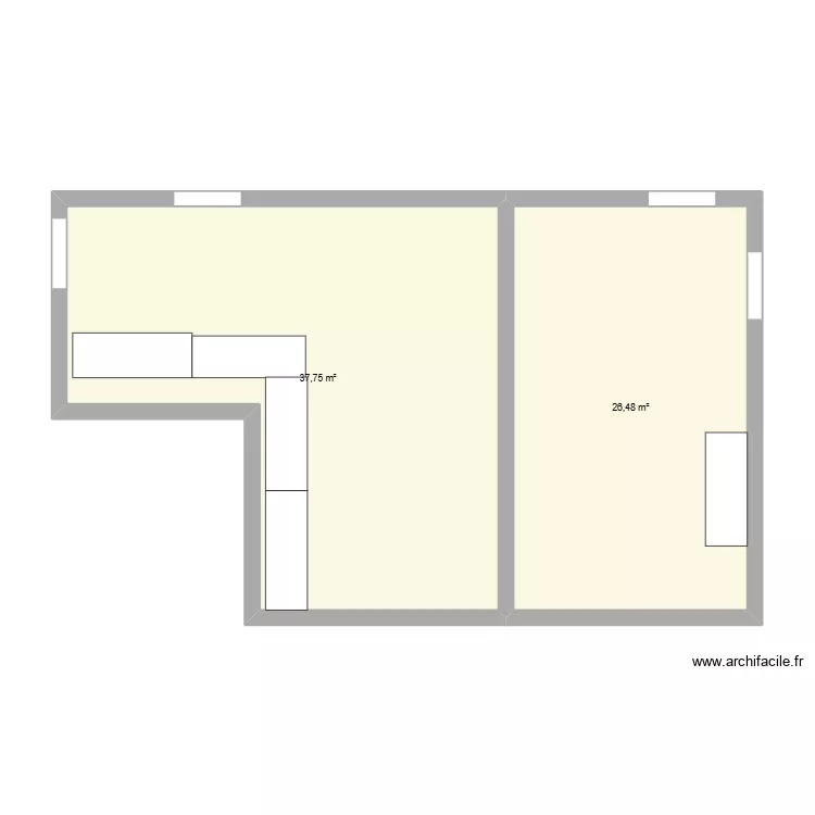 Cake lucie2. Plan de 2  et 64 m²