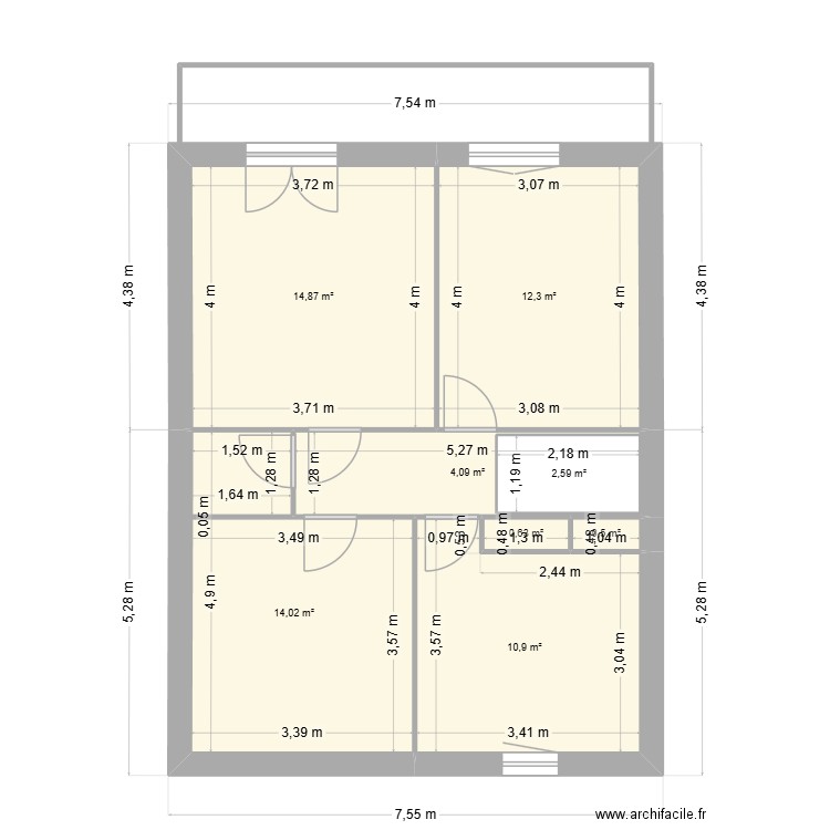 SabStJulien1. Plan de 8 pièces et 63 m2