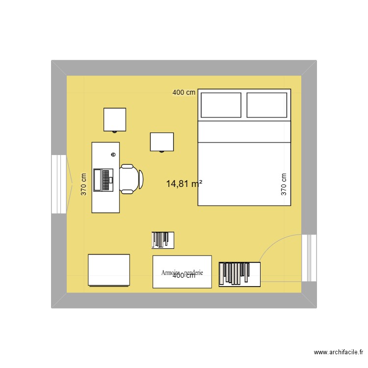 chambre de Flo. Plan de 1 pièce et 15 m2