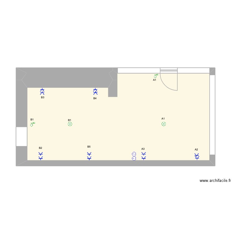 Projet commerce. Plan de 2 pièces et 31 m2
