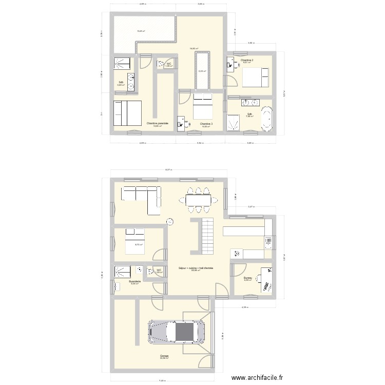 projet 2. Plan de 15 pièces et 188 m2