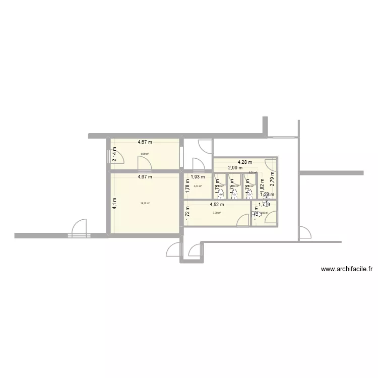Restos BB. Plan de 9  et 55 m²