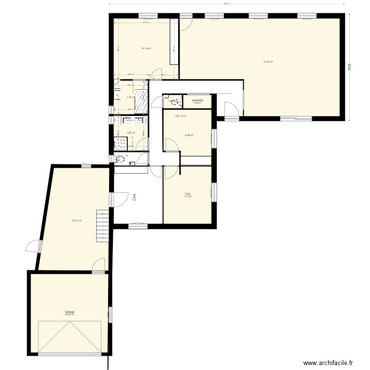 projet Beaulieu wc sdb. Plan de 11 pièces et 170 m2
