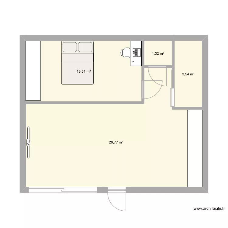 Projet C&eacute;line. Plan de 4 Pièces et 48 m²