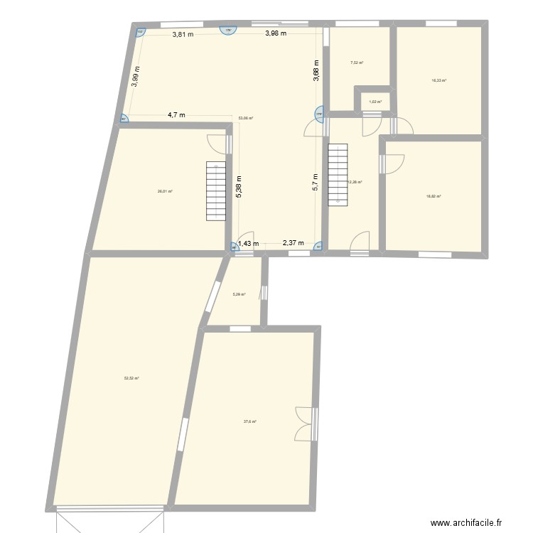 vottem. Plan de 10 pièces et 230 m2